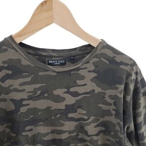 Brave Soul London Camo Tee Short Sleeve Cotton T-Shirt Camouflage Streetwear Men